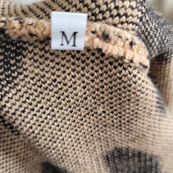 Tan/Black Leopard Print Long Open Front Cardigan Sweater Size M/L - Picture 10 of 10